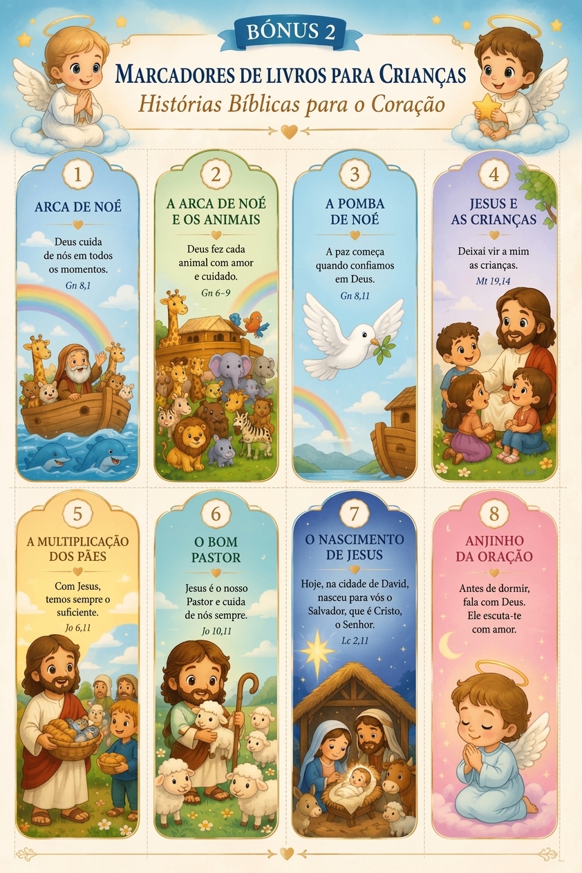 Bónus 2 — Marcadores de livros para crianças com histórias bíblicas